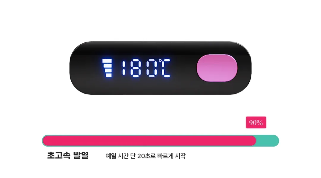 온도 디스플레이와 진행 막대를 배치한 상세페이지 장면